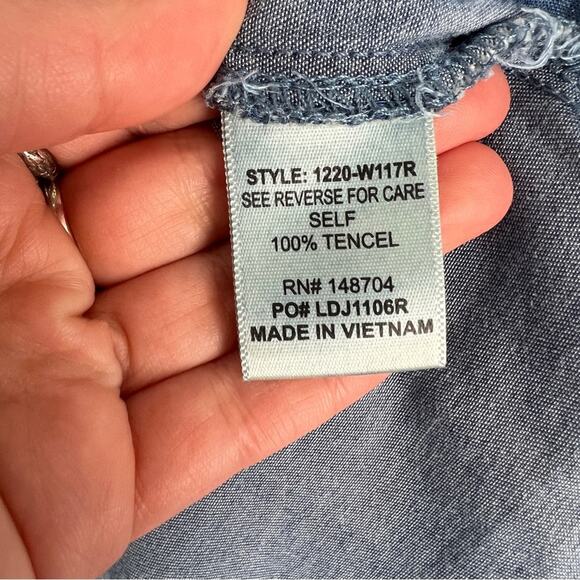 Vintage | y2k Cottagecore Fairy Boho Witch Blue Jean Tencel Tie Up Maxi Dress 2 - Picture 6 of 9